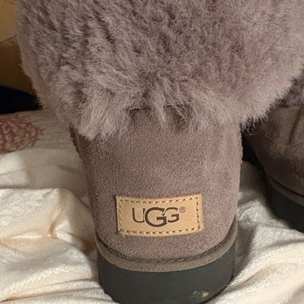 UGG Brown Winter Boots with Gray Fur